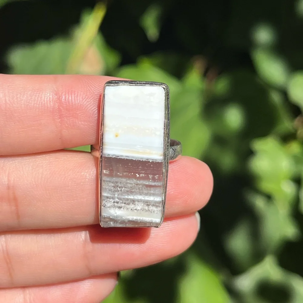 Size 8.5 925 silver plated‎ scenery Owhyee Opal ring